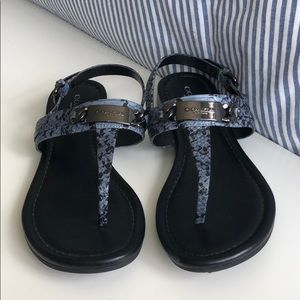 Coach blue and black snakeskin sandals